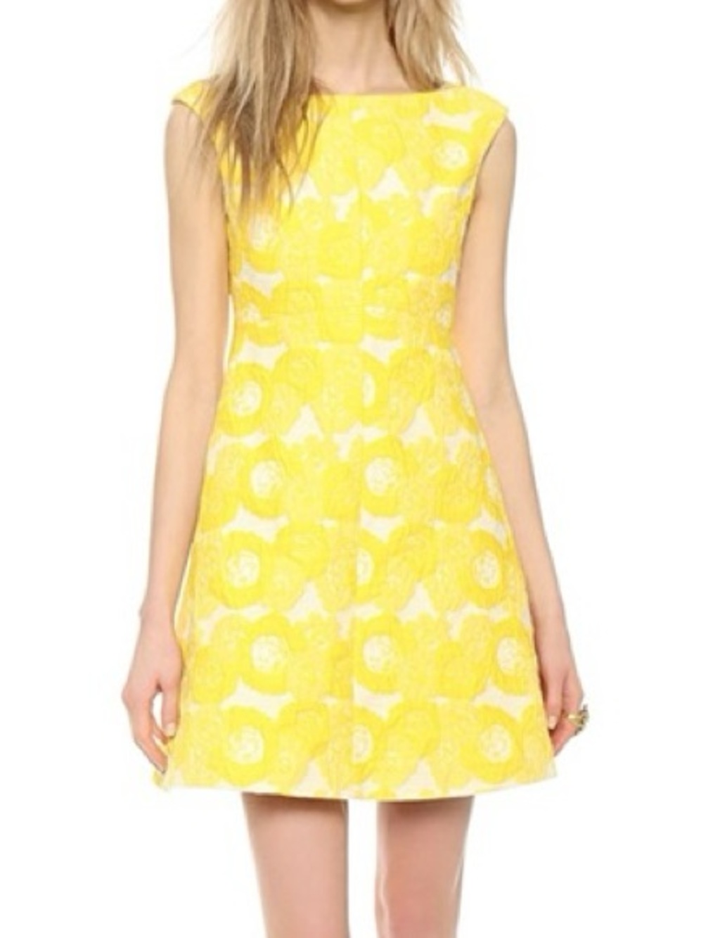Tory Burch White and Yellow Floral Sleeveless Mini Dress